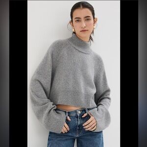 Reformation Garrett Turtleneck Cashmere Crop Sweater